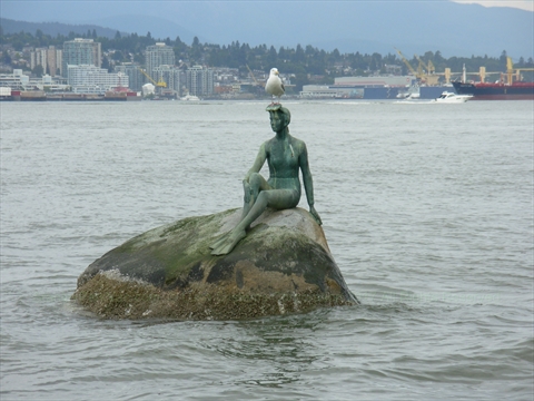 Girl in Wetsuit Statue in Stanley Park, Vancouver, BC, Canada