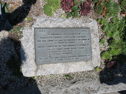 Vancouver Pioneers Association Centenary Cairn and Plaque