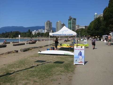 Kayak and Standup paddleboard rentals at English Bay, Vancouver, BC, Canada