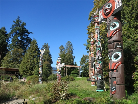 Chief Skedans Mortuary Totem Pole in Stanley Park, Vancouver, BC, Canada